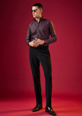 Purple Cotton Solid Button Front Mens Shirt