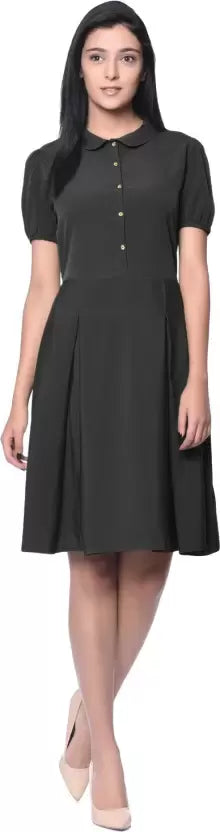 Solid Peterpan Collar Skater Dress